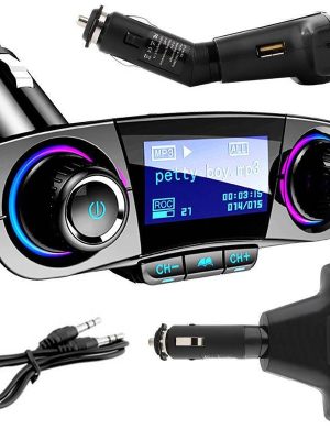 Bluetooth FM Трансмитер за Кола – Поддръжка на AUX, SD Карти и Двоен USB Изход