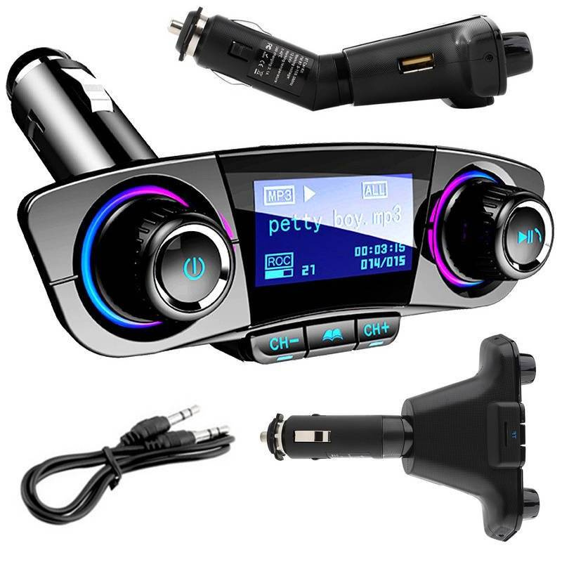 Bluetooth FM Трансмитер за Кола – Поддръжка на AUX, SD Карти и Двоен USB Изход