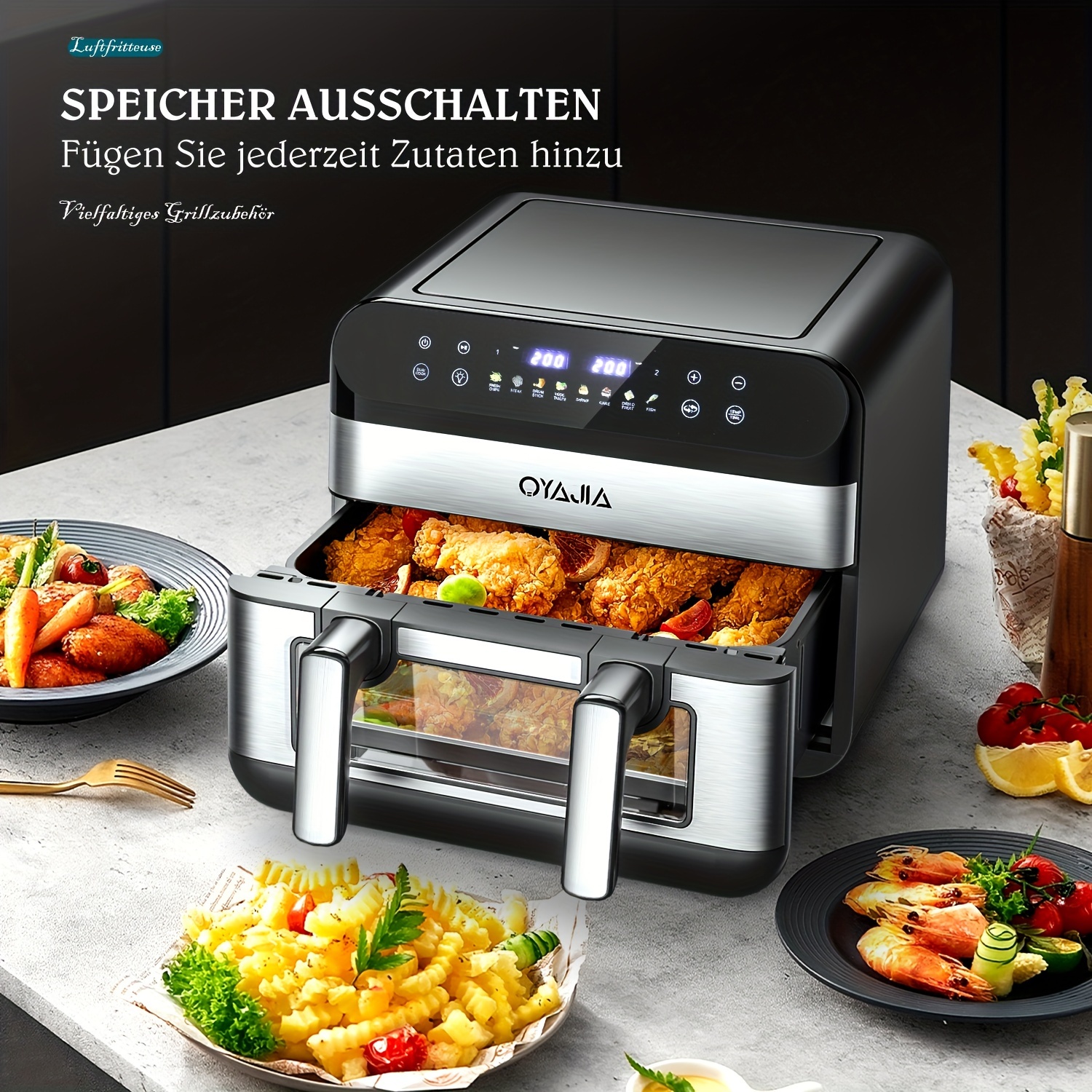 Air fryer 10/11L - фритюрник с двойни кошници и дигитален тъчскрийн - Image 4