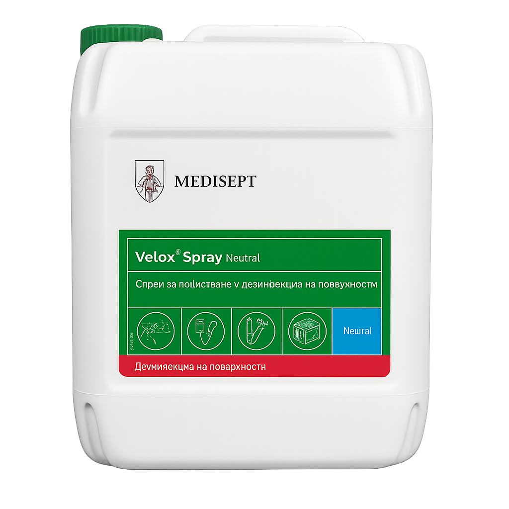 Дезинфектант за Бърза Дезинфекция на Повърхности | Medisept | Velox Spray – 1 л / 5 л - Image 3