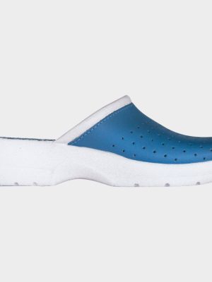 GF LADY LIGHT BLUE | Дамско Сабо от Естествена Кожа | Перфориран Дизайн и Текстилна Подплата | Goldenfit
