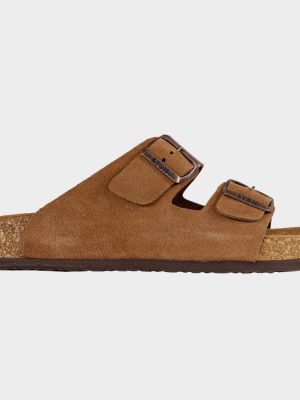 LEON MAN BROWN SUEDE | Мъжки Чехли от Естествена Кожа | Анатомична Гел Стелка | Комфорт и Стил