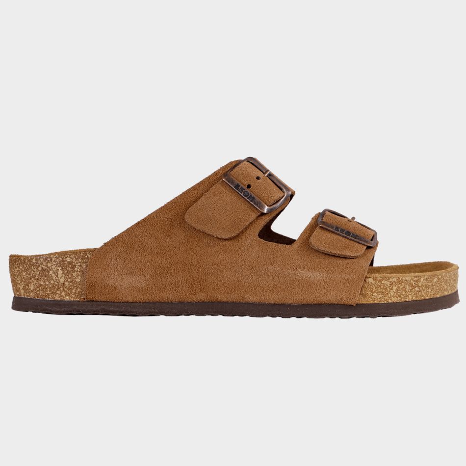 LEON MAN BROWN SUEDE | Мъжки Чехли от Естествена Кожа | Анатомична Гел Стелка | Комфорт и Стил